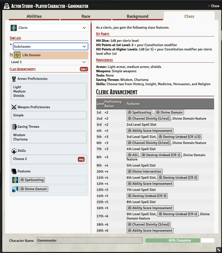 class-and-subclass-selection